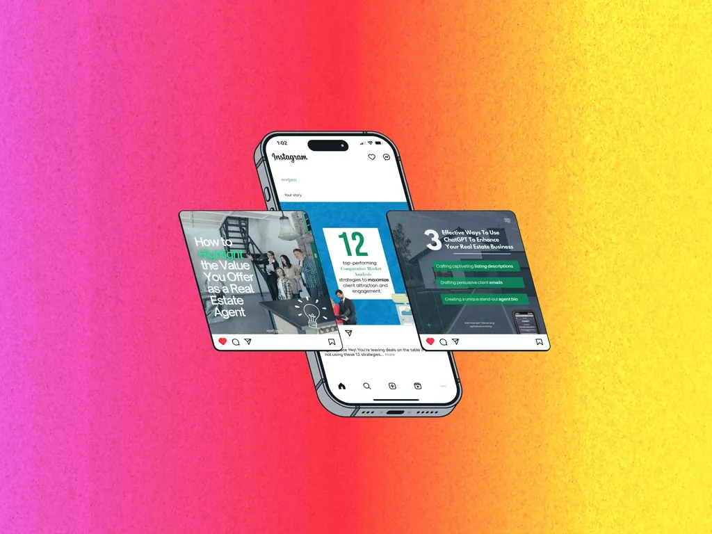 Three Agent Sauce Instagram posts shown around a phone